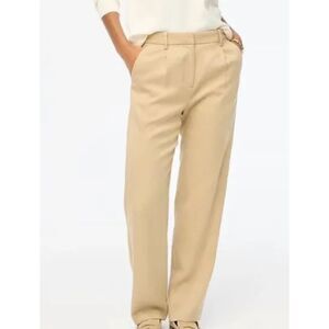 J.Crew Wide-Leg Pleated Twill Trouser Pant Cream 10